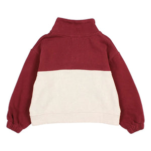 Búho - Sudadera con cuello tipo camionero de dos tonos | Burdeos