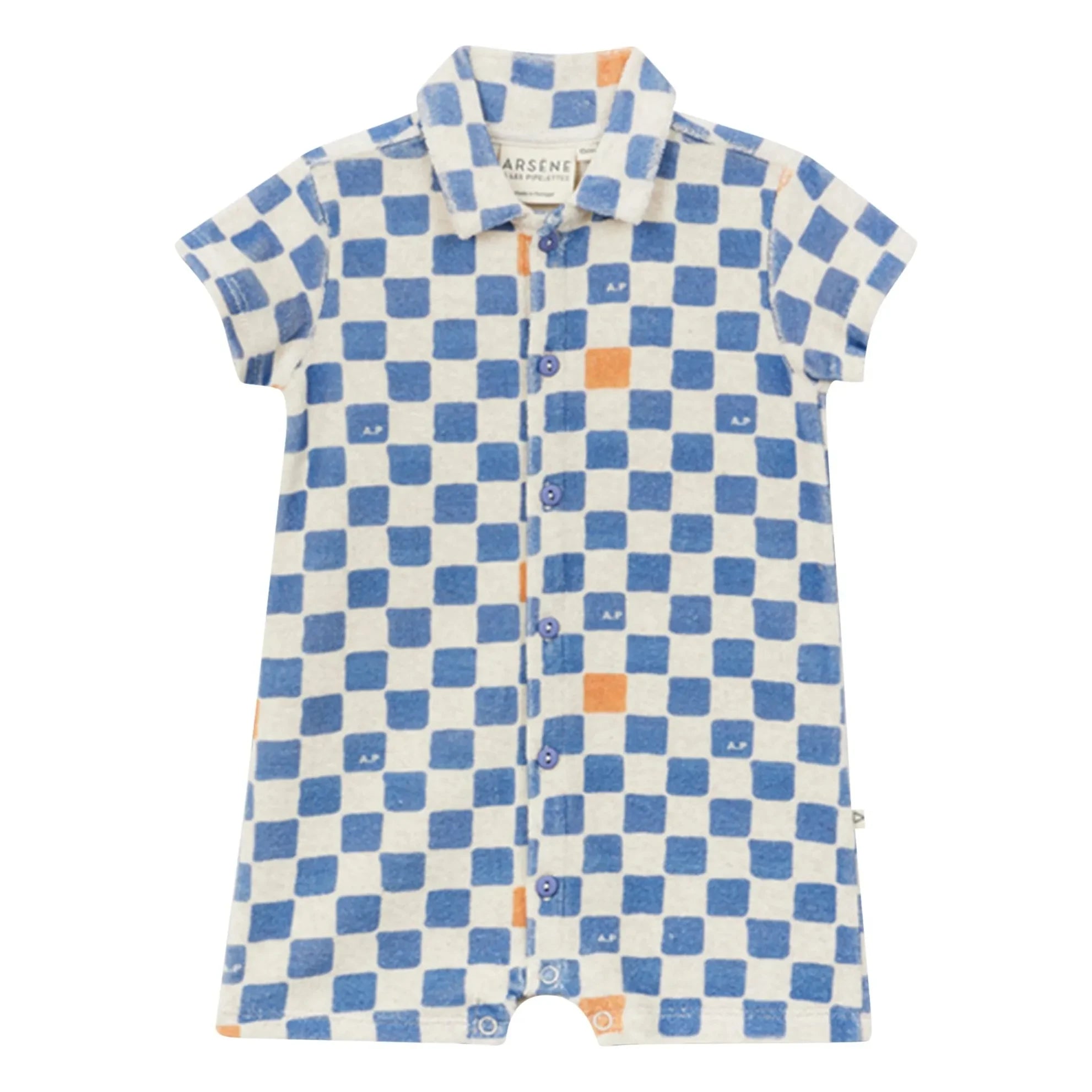 Arsène et Les Pipelettes - Mono de algodón orgánico con estampado de cuadros Damier | Azul