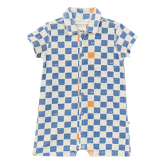 Arsène et Les Pipelettes - Mono de algodón orgánico con estampado de cuadros Damier | Azul
