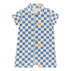 Arsène et Les Pipelettes - Mono de algodón orgánico con estampado de cuadros Damier | Azul