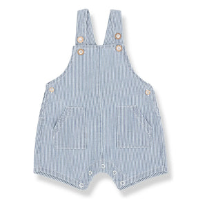 1+ in the family - Mono de rayas denim Talaies de algodón orgánico | Azul claro