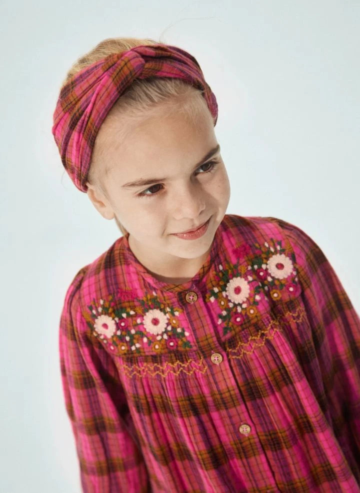 Louise Misha - Julie Carreaux Diadema de Algodón Orgánico | Fucsia
