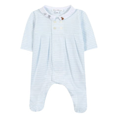 Tartine et Chocolat - Pijama de cuello con estampado animal de rayas | Azul claro