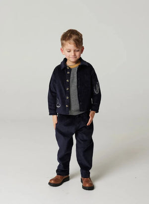 Copenhagen Colors - Organik Pamuklu Fitilli Kadife Bağcıklı Pantolon | Lacivert