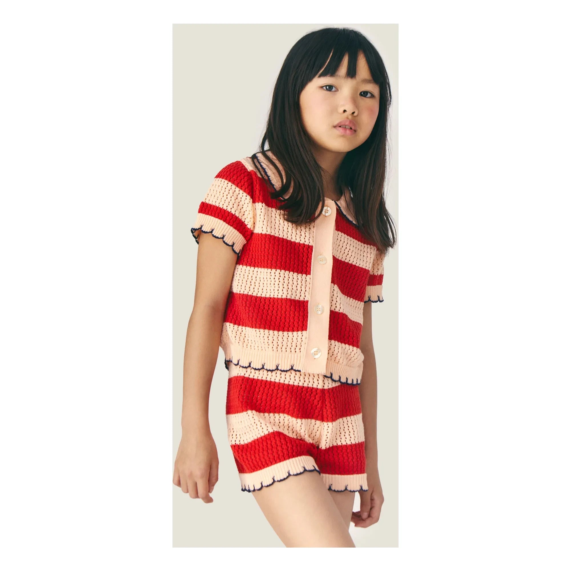 Mipounet - Shorts de ganchillo de rayas Vita | Rojo