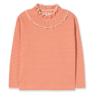 Tinycottons - Camiseta de algodón orgánico acanalada a rayas | Roja