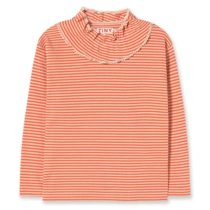 Tinycottons - Camiseta de algodón orgánico acanalada a rayas | Roja