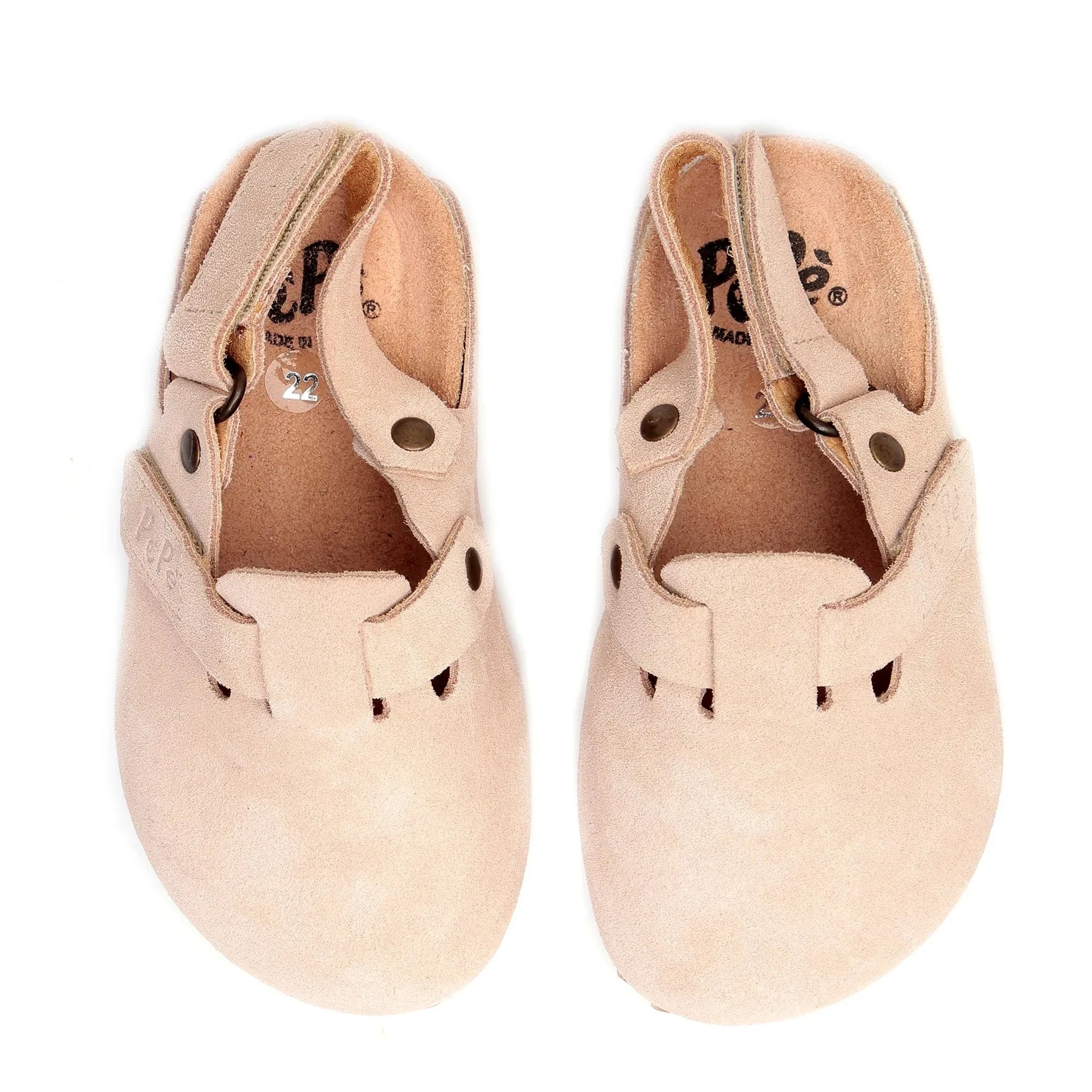Pèpè - Pantuflas de ante con cierre de velcro | Beige