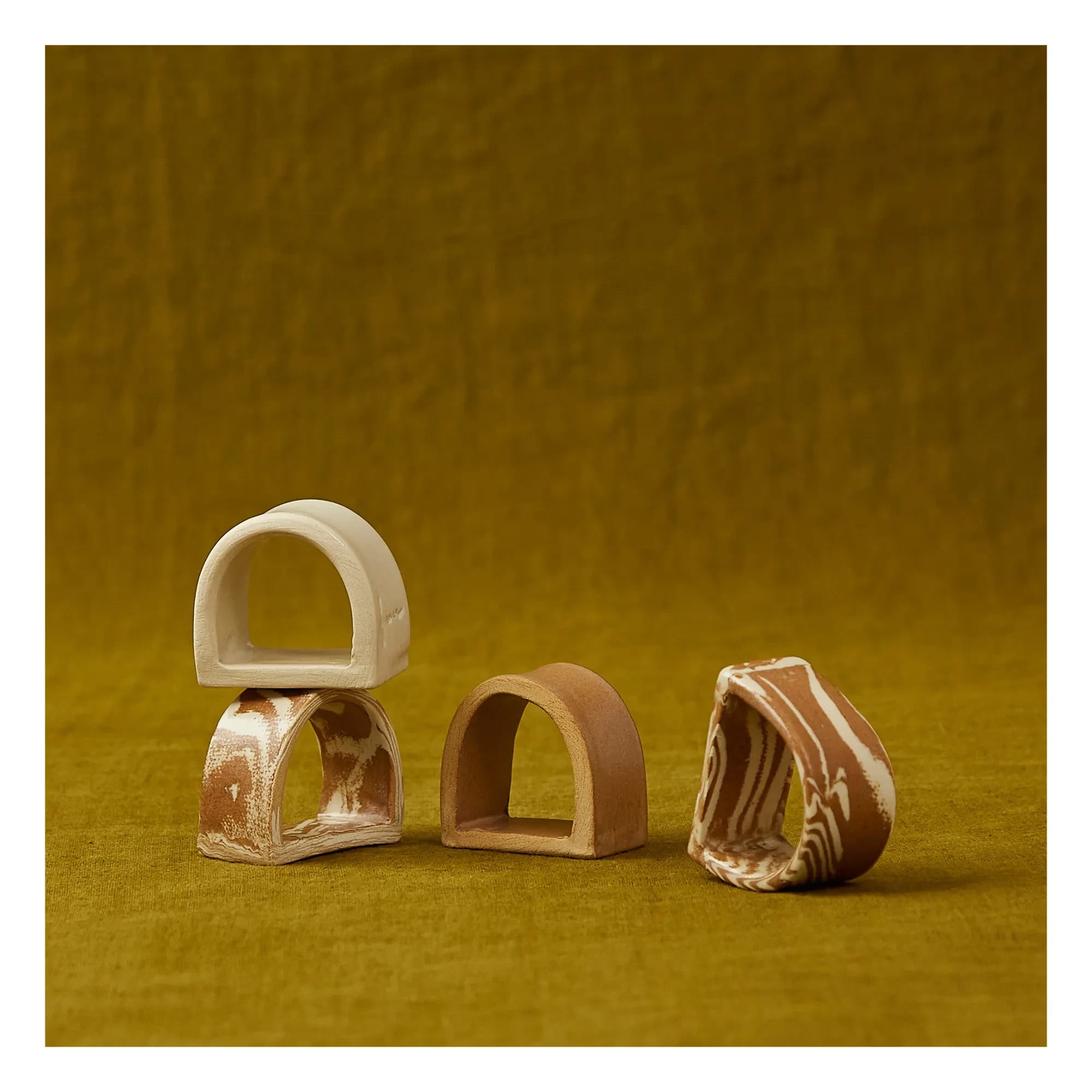 Franca Atelier - Anillos para Servilletas (4 unidades) | Mármol Marrón