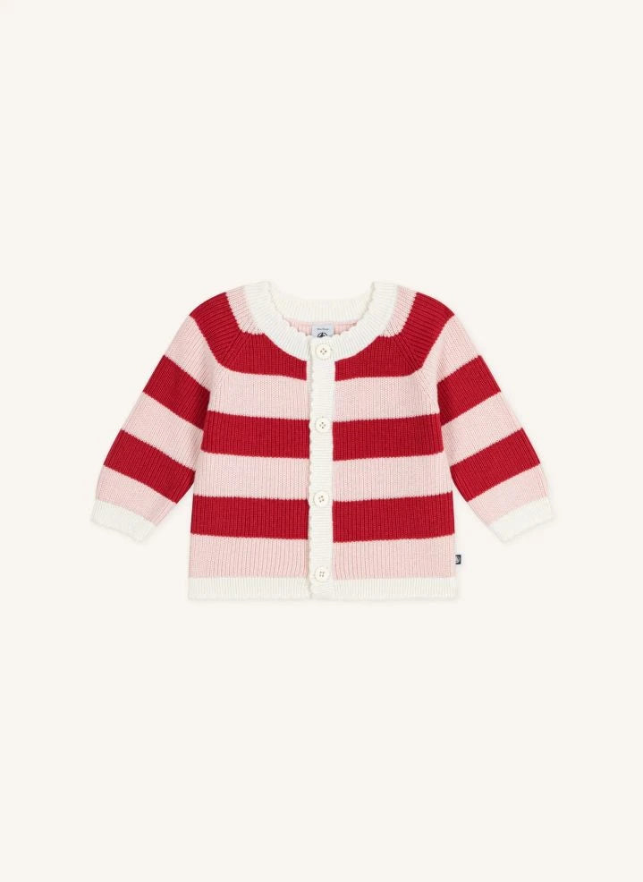 Petit Bateau - Chaleco de lana a rayas | Rosa