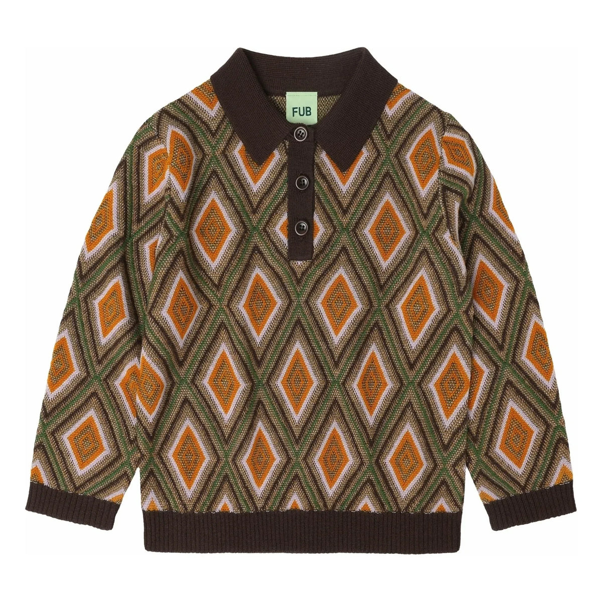 FUB - Polo Harlequin de lana merino | Marrón