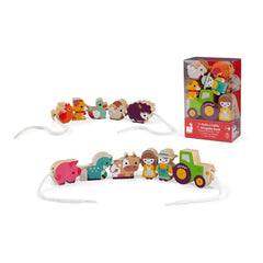 Janod - Perlas de madera de granja - Set de 11