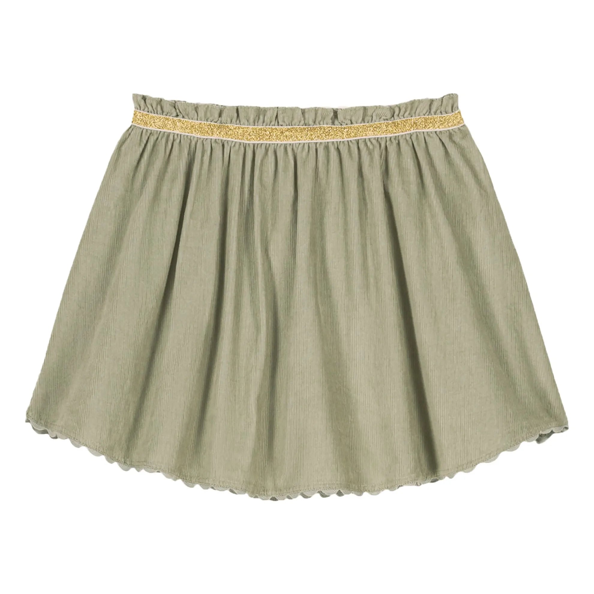 Louise Misha - Falda fina de terciopelo Cephée | Verde almendra