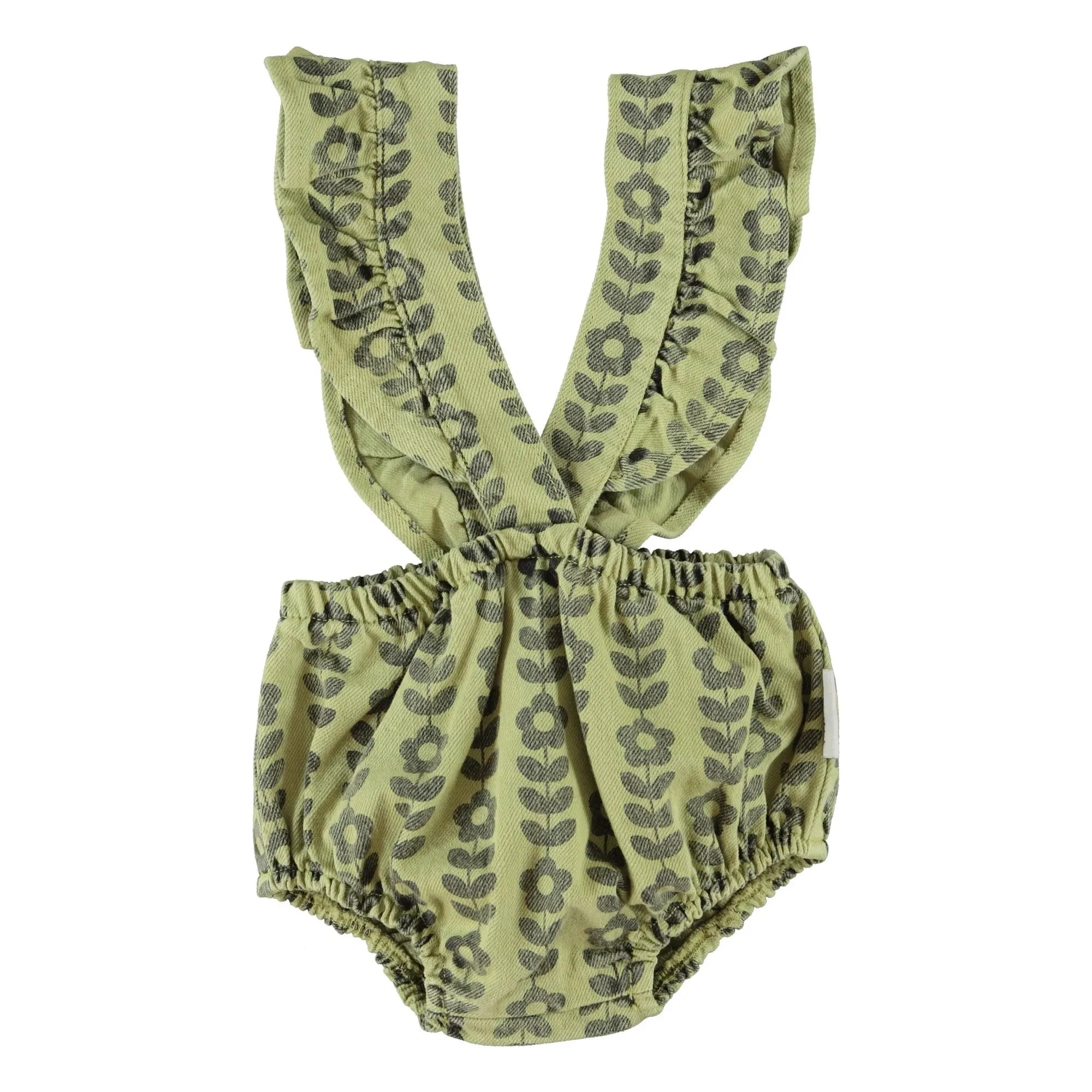 Piupiuchick - Bloomer floral sin tirantes de algodón orgánico | Verde