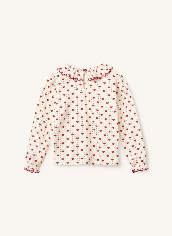 Copenhagen Colors - Blusa de crepé con cuello volantado y escote corazón | Ecru