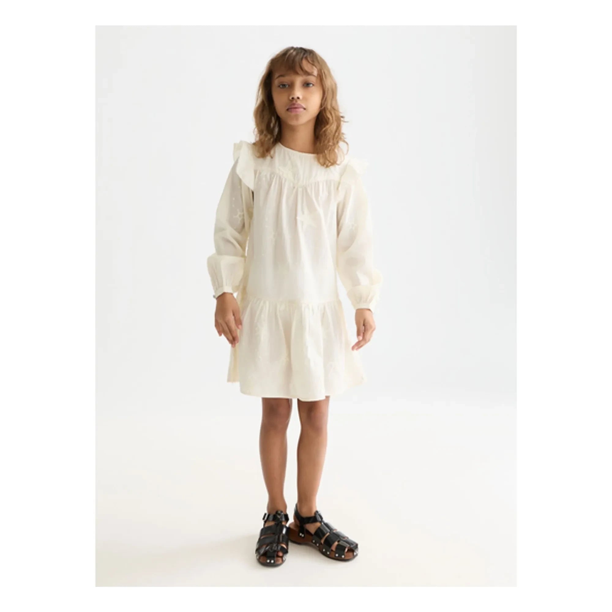 Scotch & Soda - Vestido Evasé Bordado con Volantes | Crudo