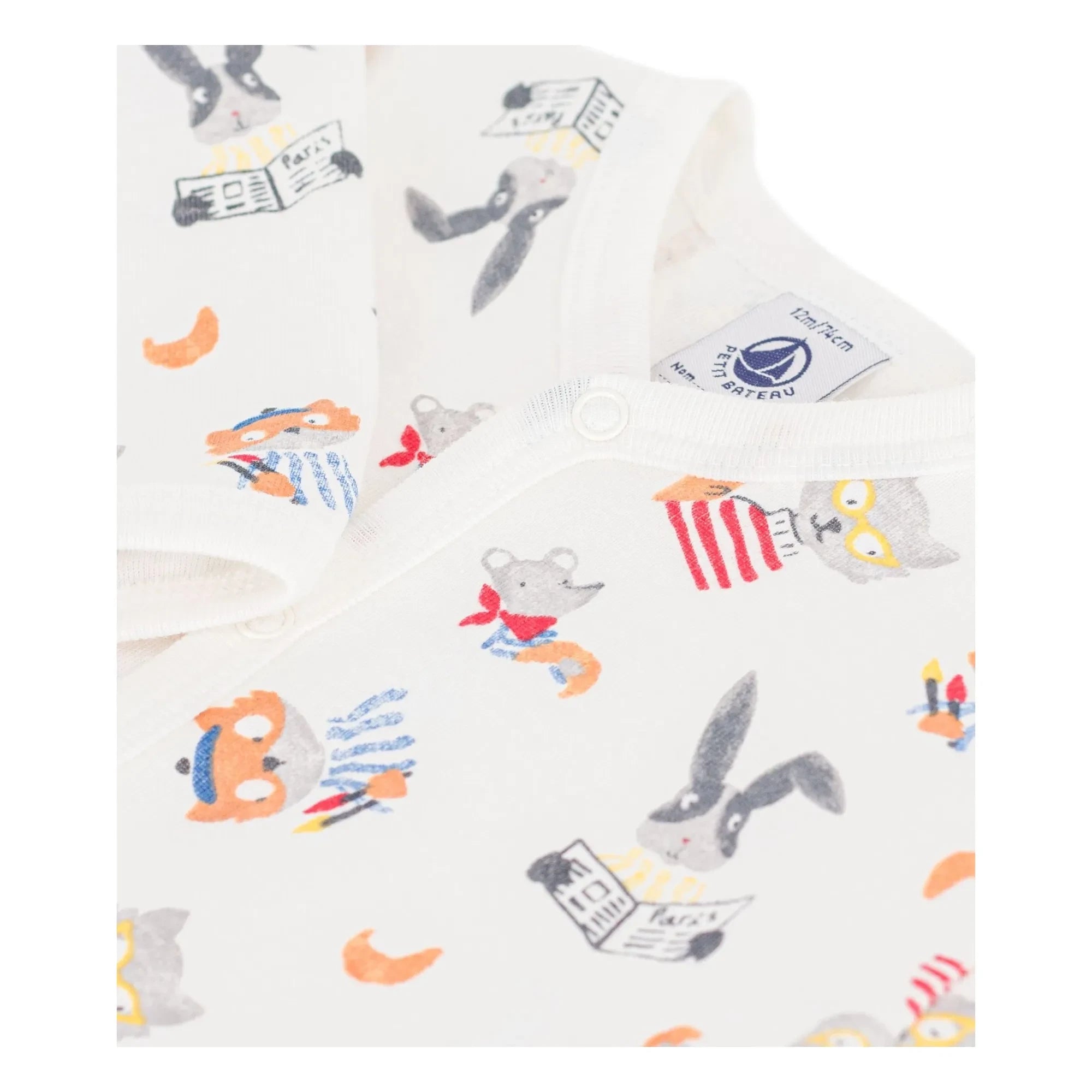 Petit Bateau - Pijama de animales Dors Bien de algodón orgánico | Blanco