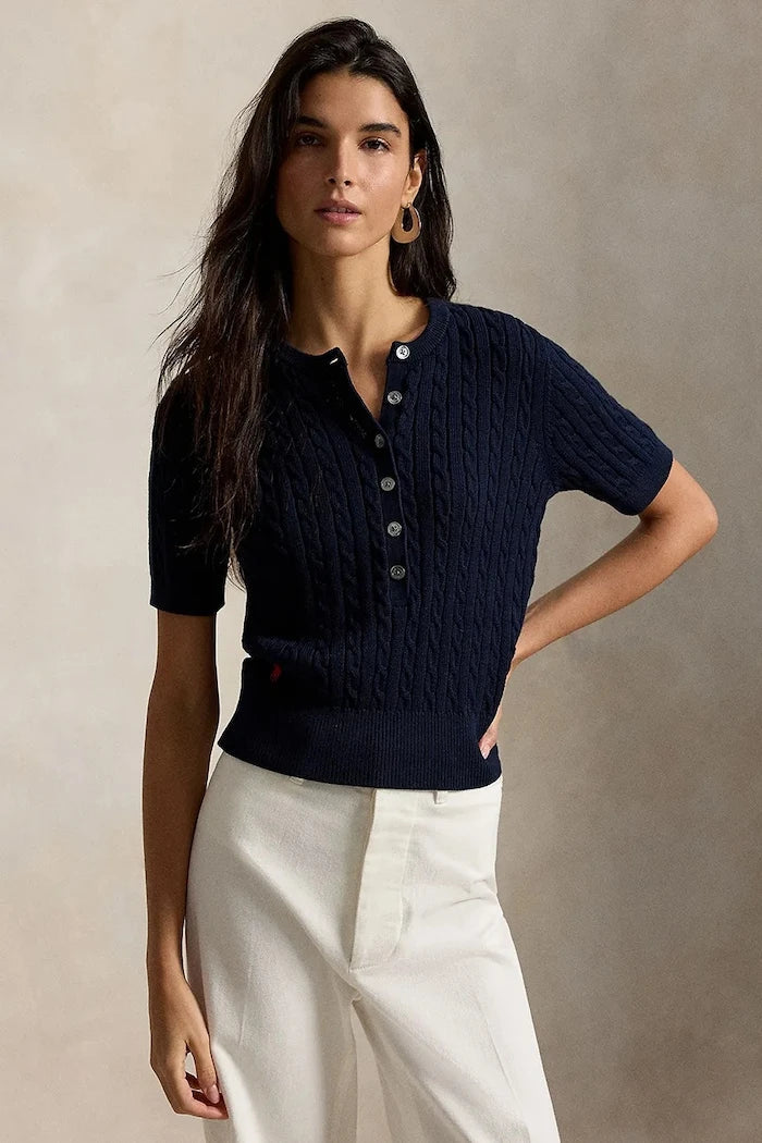 Suéter de manga corta de algodón para mujer Polo Ralph Lauren