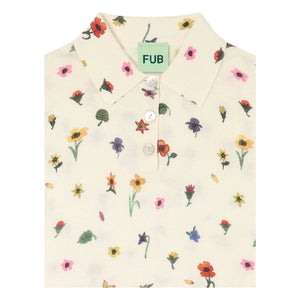 FUB - Polo con estampado floral Malla extrafina Algodón orgánico | Crudo