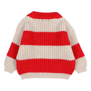 Búho - Jersey de bebé a rayas rojas