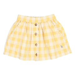 Búho - Falda de seersucker de cuadros vichy | Amarillo