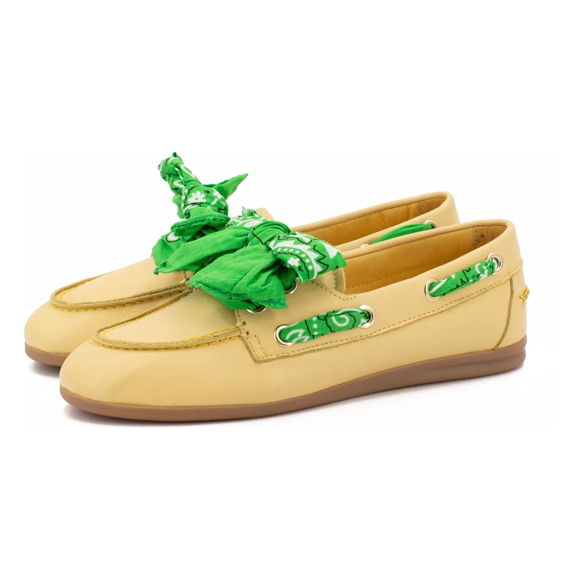 Toral - Náuticos de cuero con bandana Nahua | Amarillo