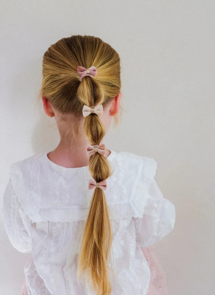 Mimi & Lula - Set de 8 scrunchies T'bell con nudo | Rosa