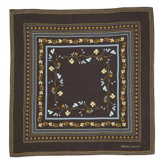 Skall Studio - Pañuelo Cuadrado Estampado Floral | Marrón Oscuro