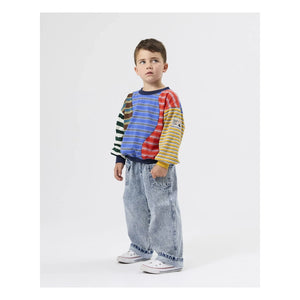 Goldie + Ace - Mavi Renk Bloklu Çizgili Sweatshirt