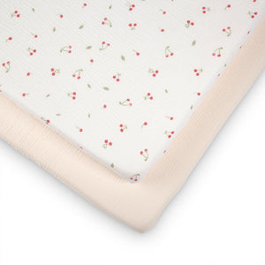CuddleCo Cot Bed Sheets 2pk - Ditsy Cherry-Sheets-Ditsy Cherry-Cot Bed | Natural Baby Shower
