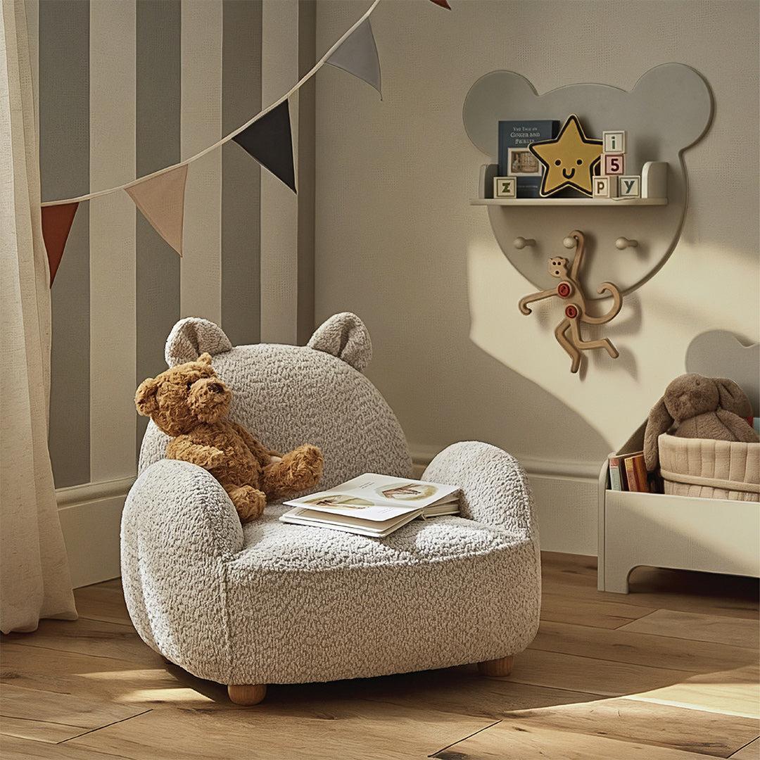 CuddleCo Bear Kids Chair - Boucle Mushroom-Tables + Seating-Boucle Mushroom- | Natural Baby Shower