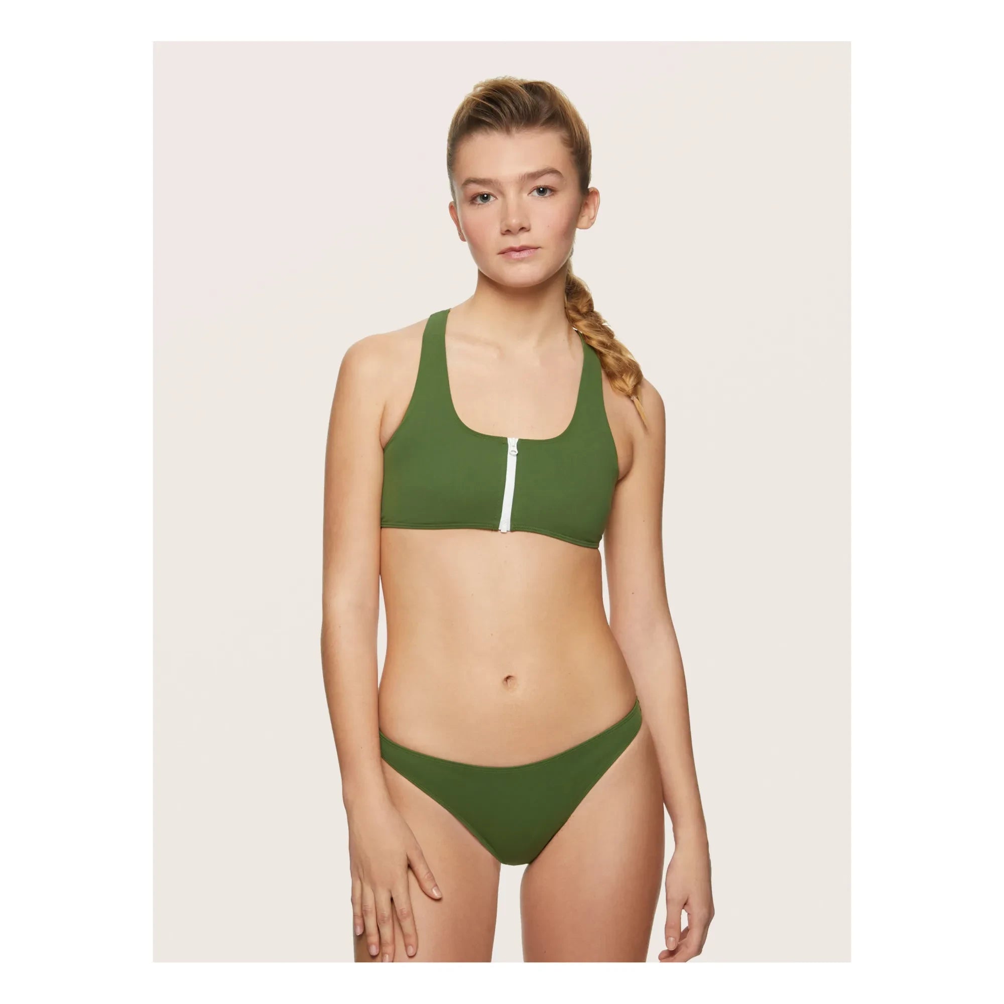 Miska Paris - Top de Bikini con Cremallera | Caqui