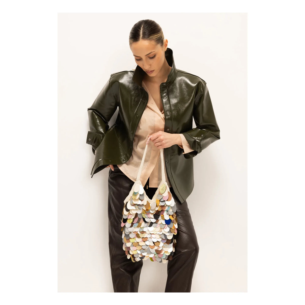 Nadia Dafri - Bolso con lentejuelas grandes Hilal | Pastel