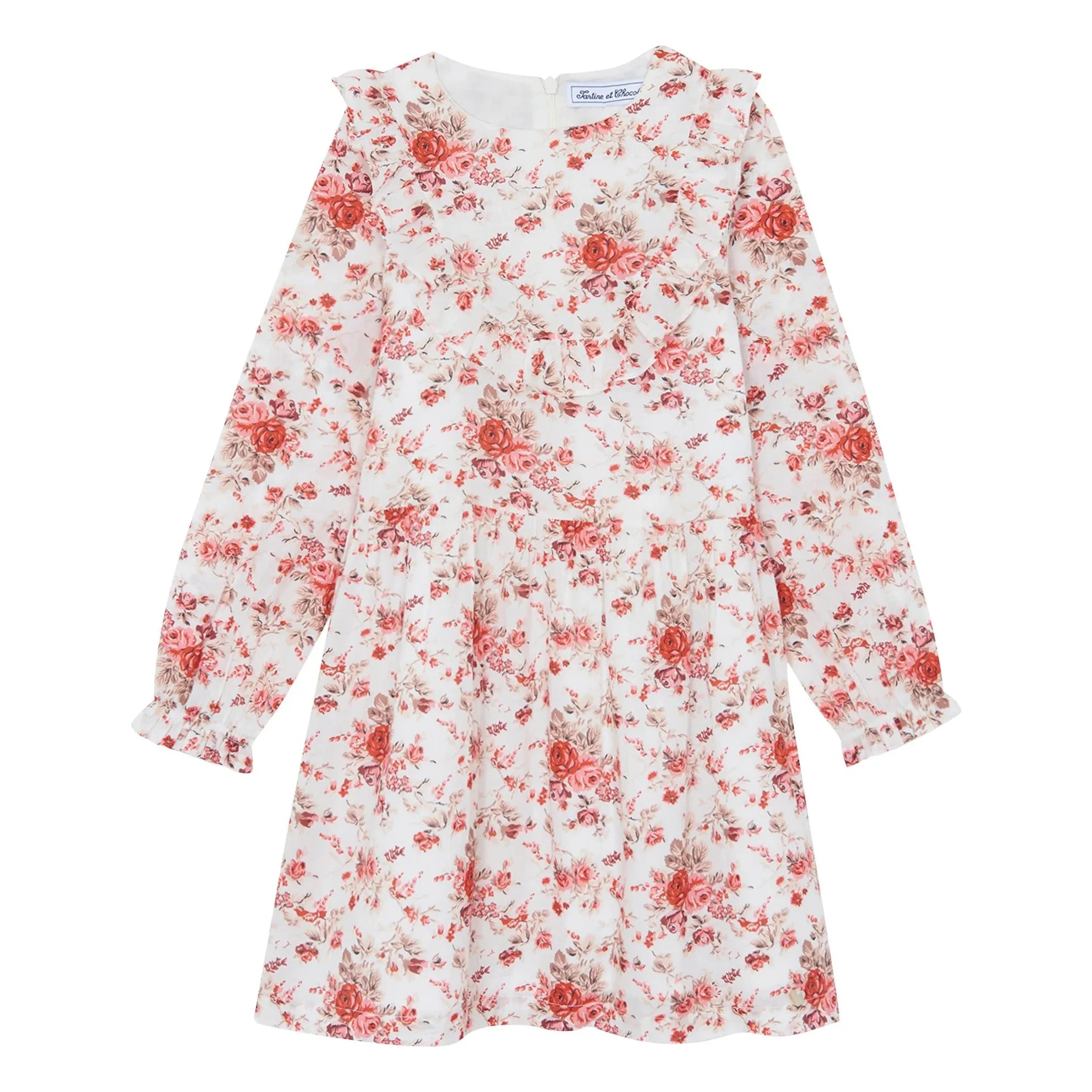 Tartine et Chocolat - Vestido con Cuello de Volantes y Flores | Rosa