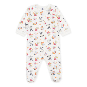 Petit Bateau - Dors Bien Animaux organik pamuklu polar pijama | Beyaz