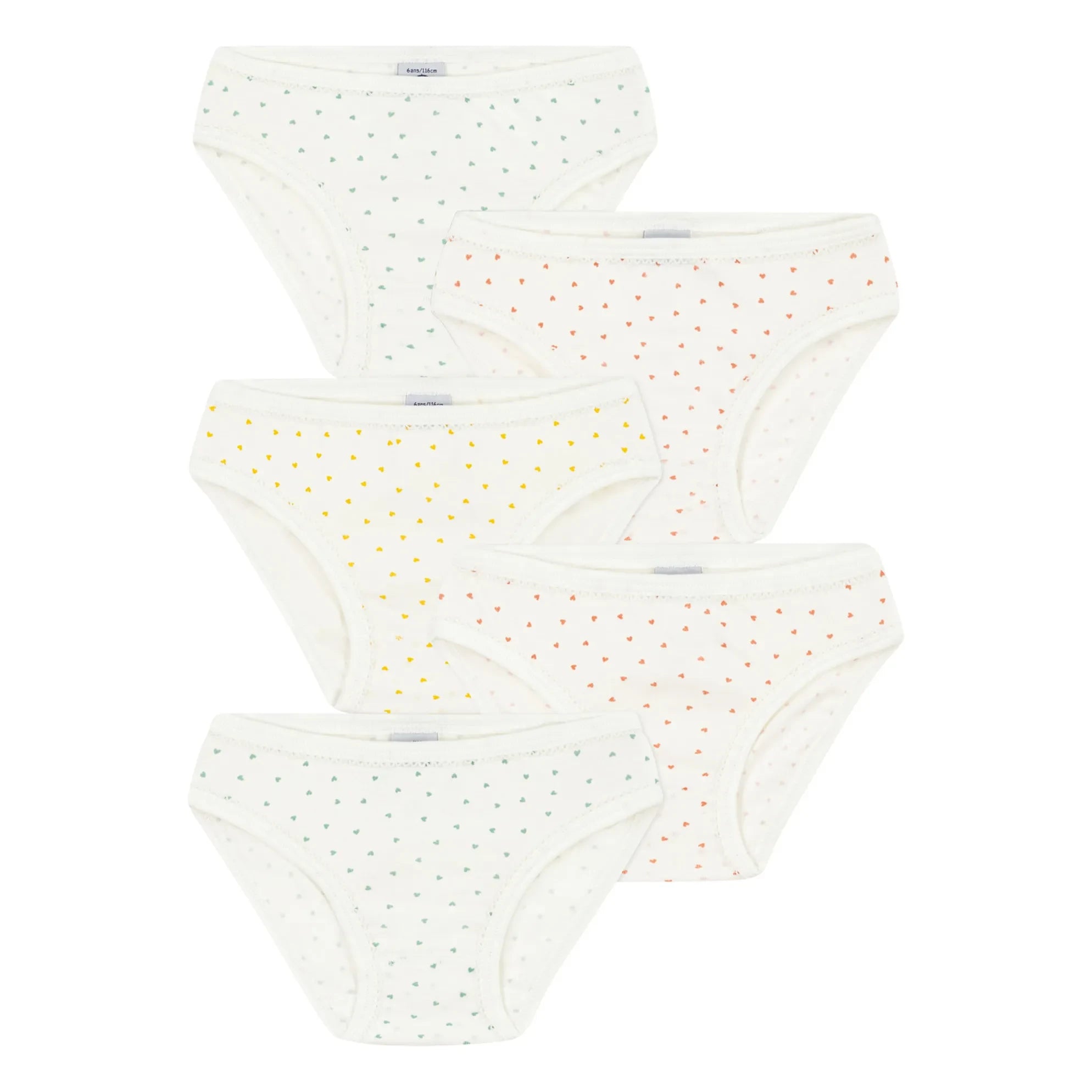 Petit Bateau - Braga Mini Corazón Pack de 5 | Crudo