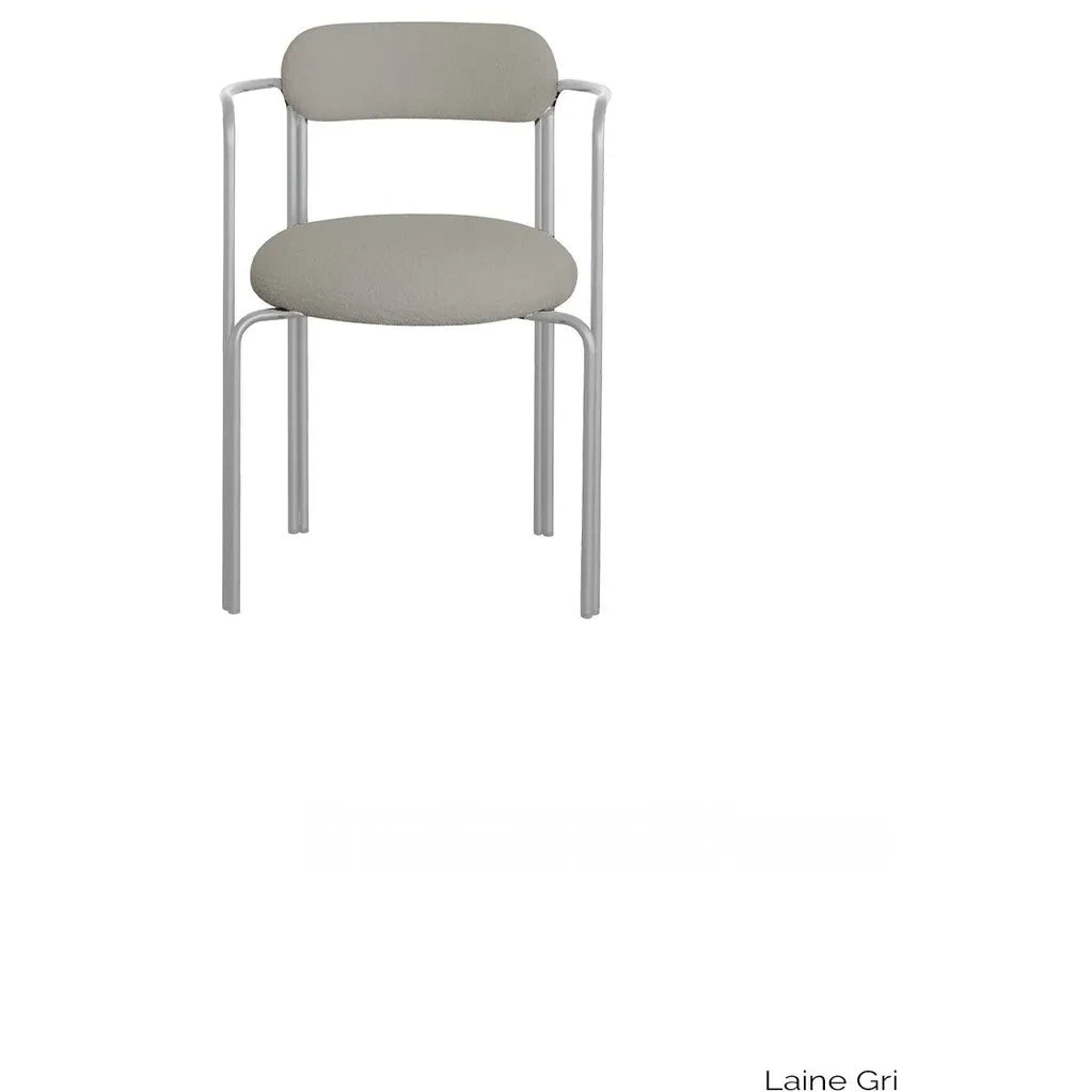Silla Hortense de lana y acero cromado de Gabrielle Paris | Gris