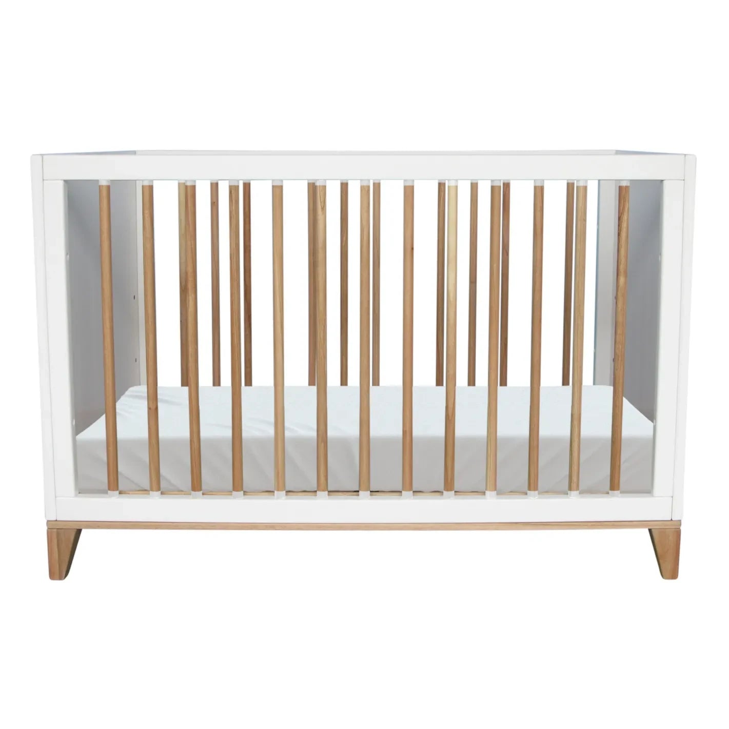 Théo - Cuna de bebé de cedro Nami y ratán trenzado de 60x120cm | Blanco
