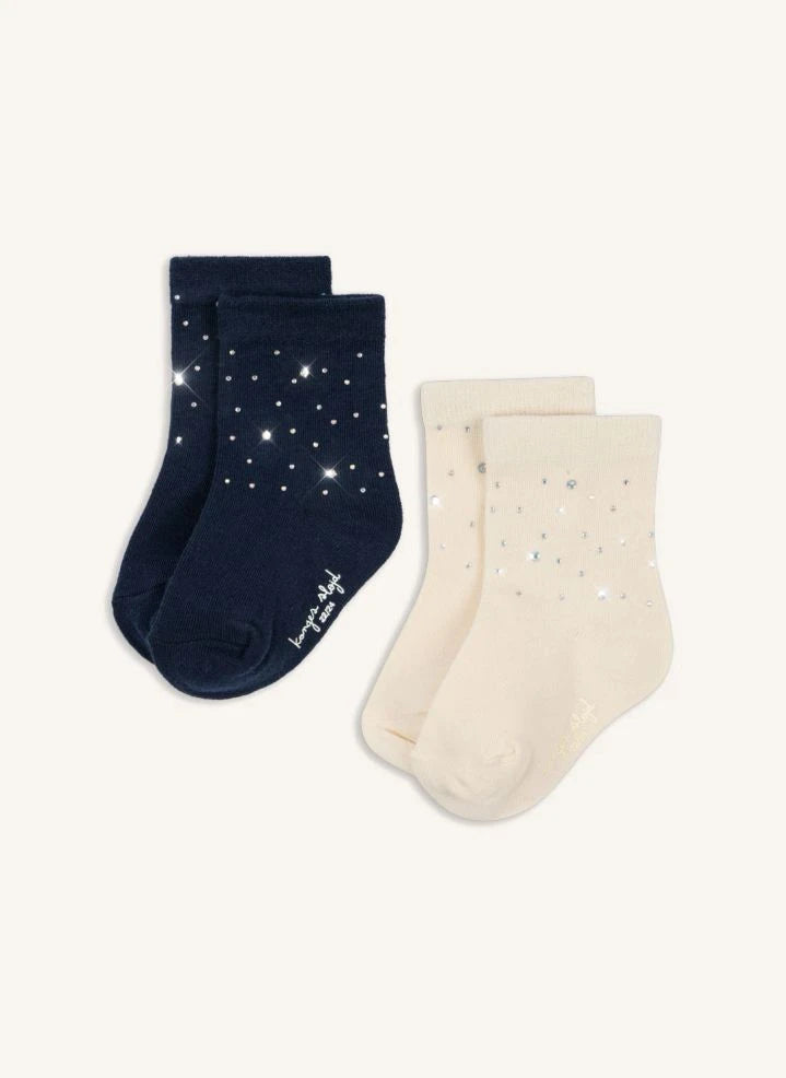 Konges Sløjd - Set de 2 pares de calcetines con pedrería | Azul marino