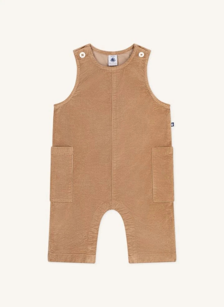 Petit Bateau - Mono de terciopelo de algodón orgánico | Camel