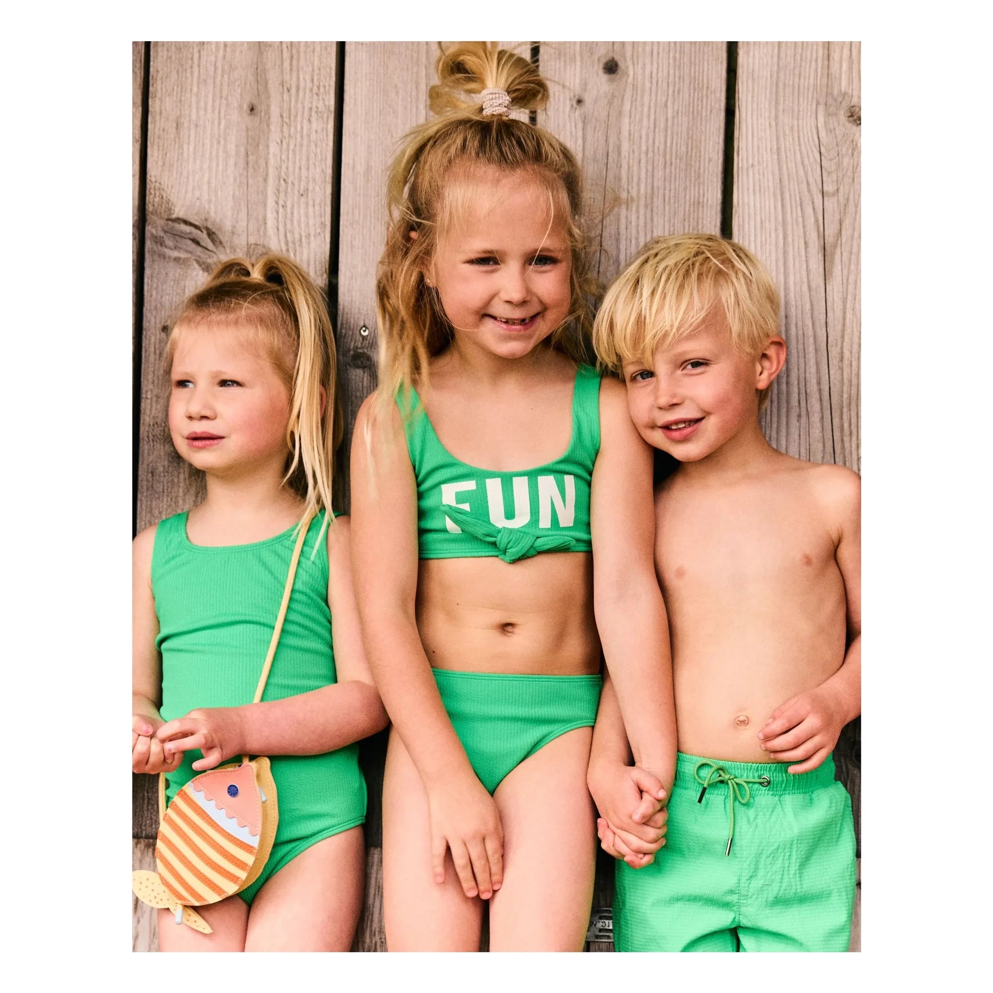 Beachlife - Bañador de fibra reciclada con textura liso | Verde
