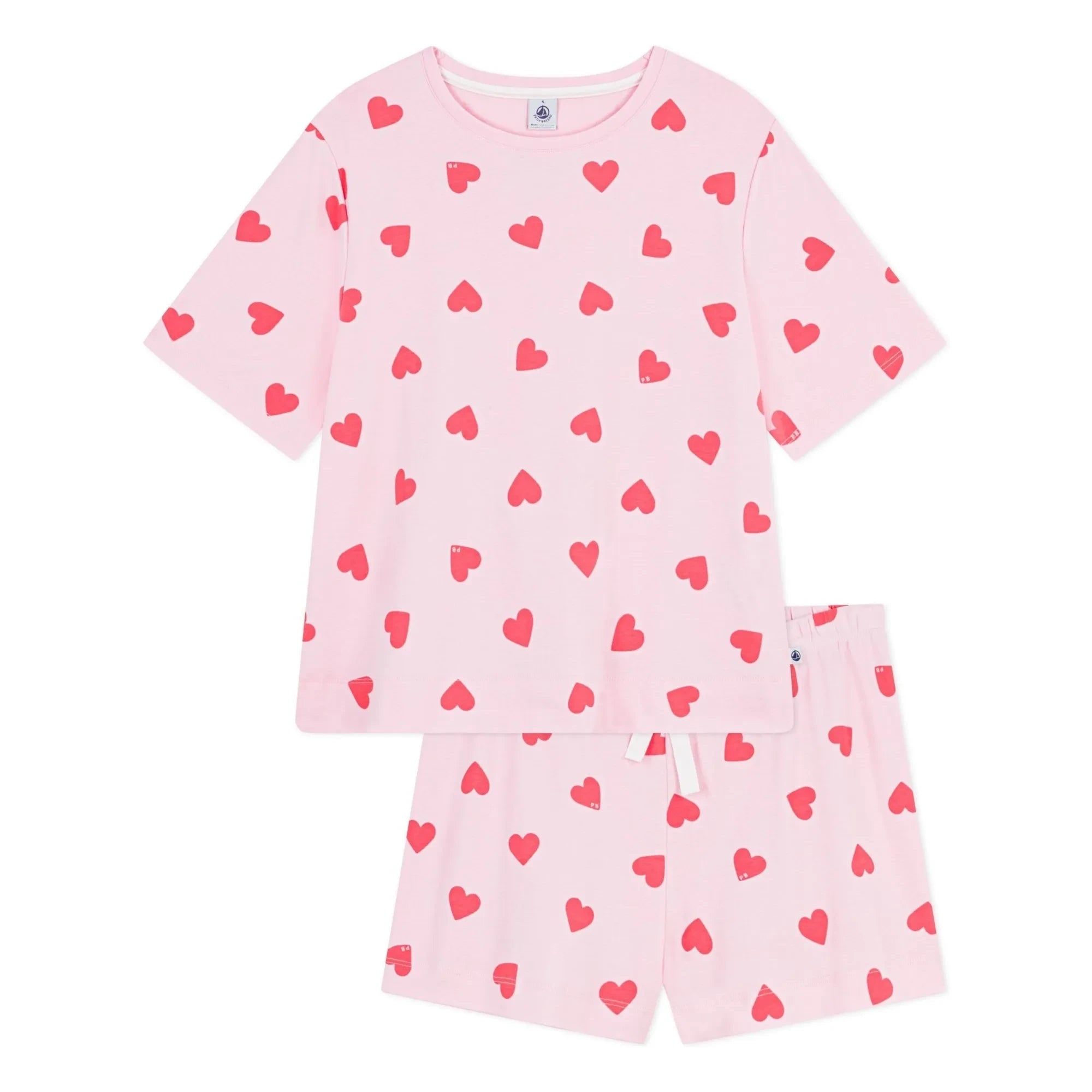 Petit Bateau - Pantalones cortos de pijama con corazones | Rosa