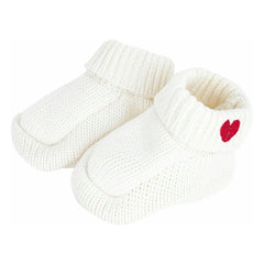 Petit Bateau - Pantuflas de algodón orgánico con tejido de corazón | Blancas