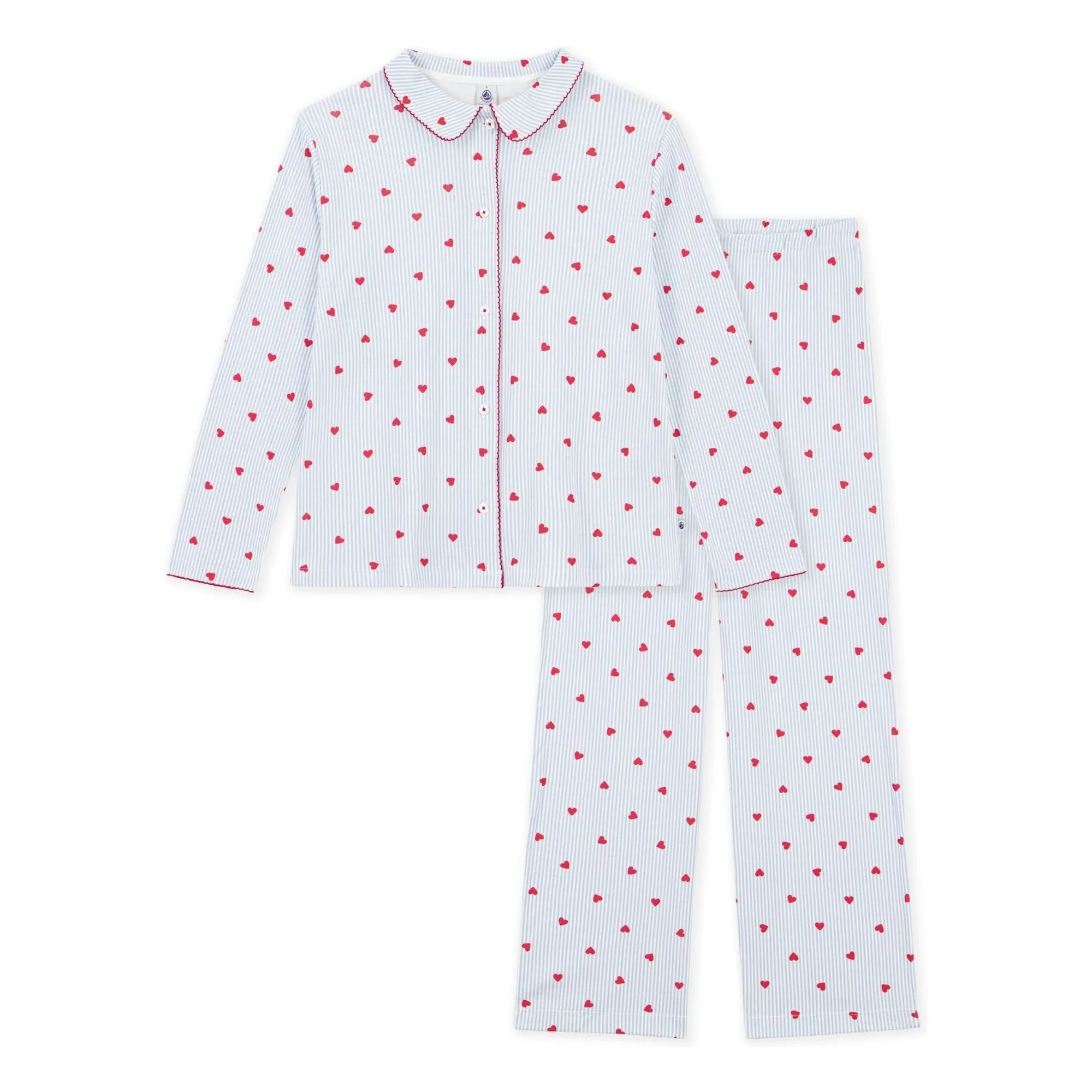 Petit Bateau - Camisa de pijama de algodón orgánico con estampado de corazones | Azul