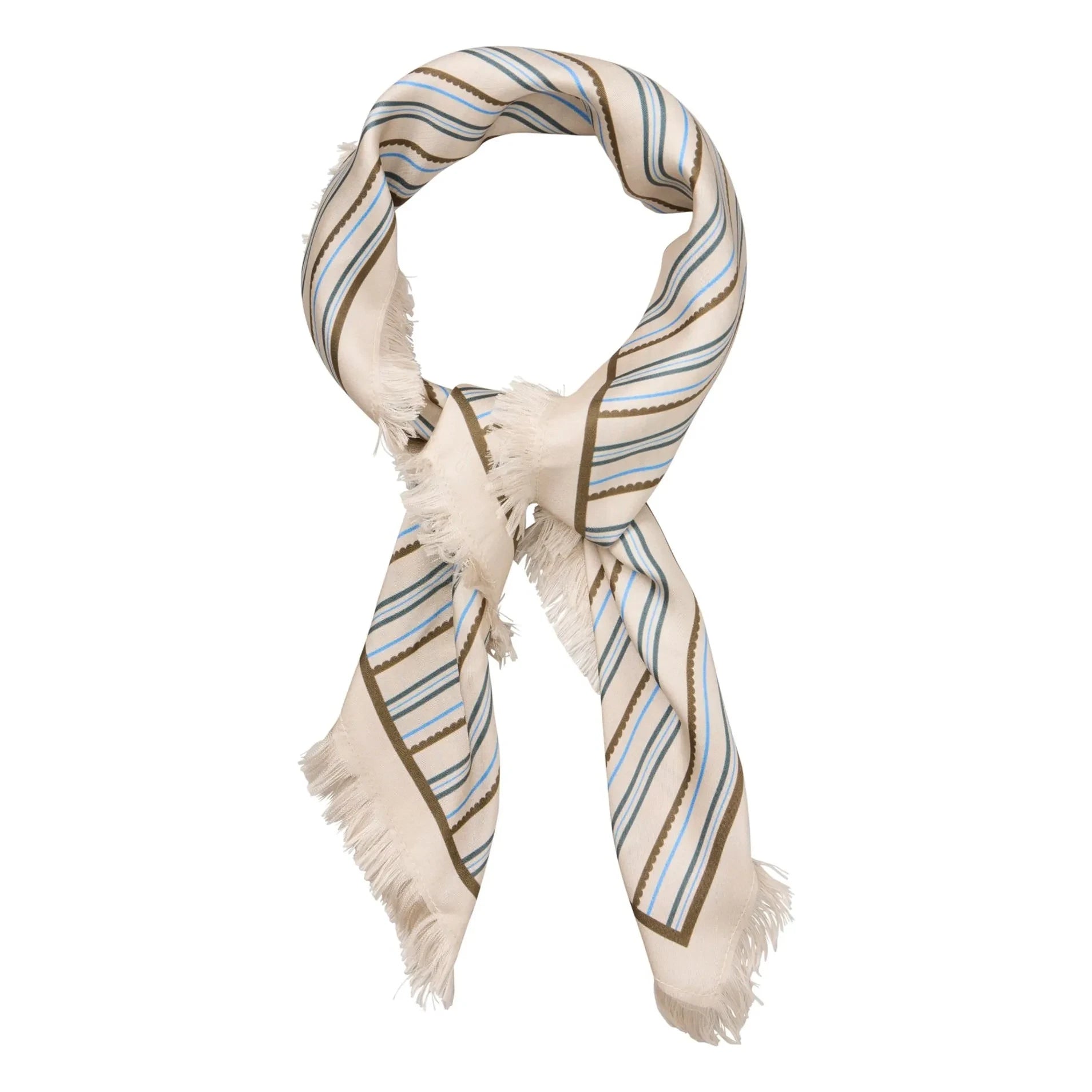 Becksöndergaard - Pañuelo de seda a rayas Scallopia | Crema