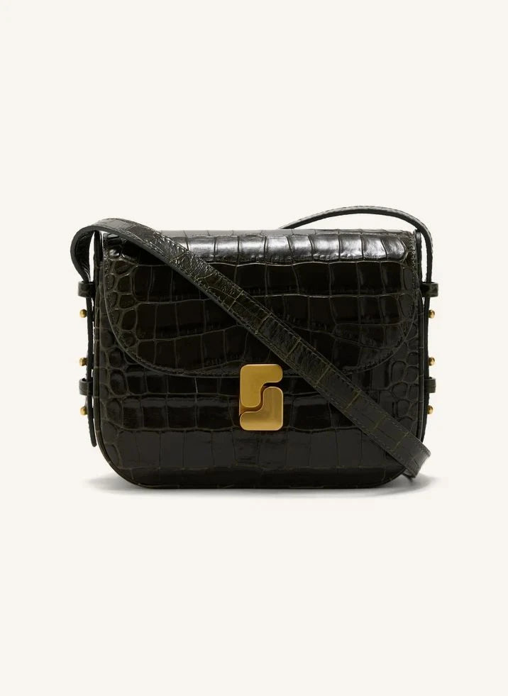 Soeur - Bolso Mini Bellissima de Piel con Efecto Cocodrilo | Verde oliva