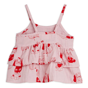 Mini Rodini - Top con volantes y estampado de animales de algodón orgánico | Rosa