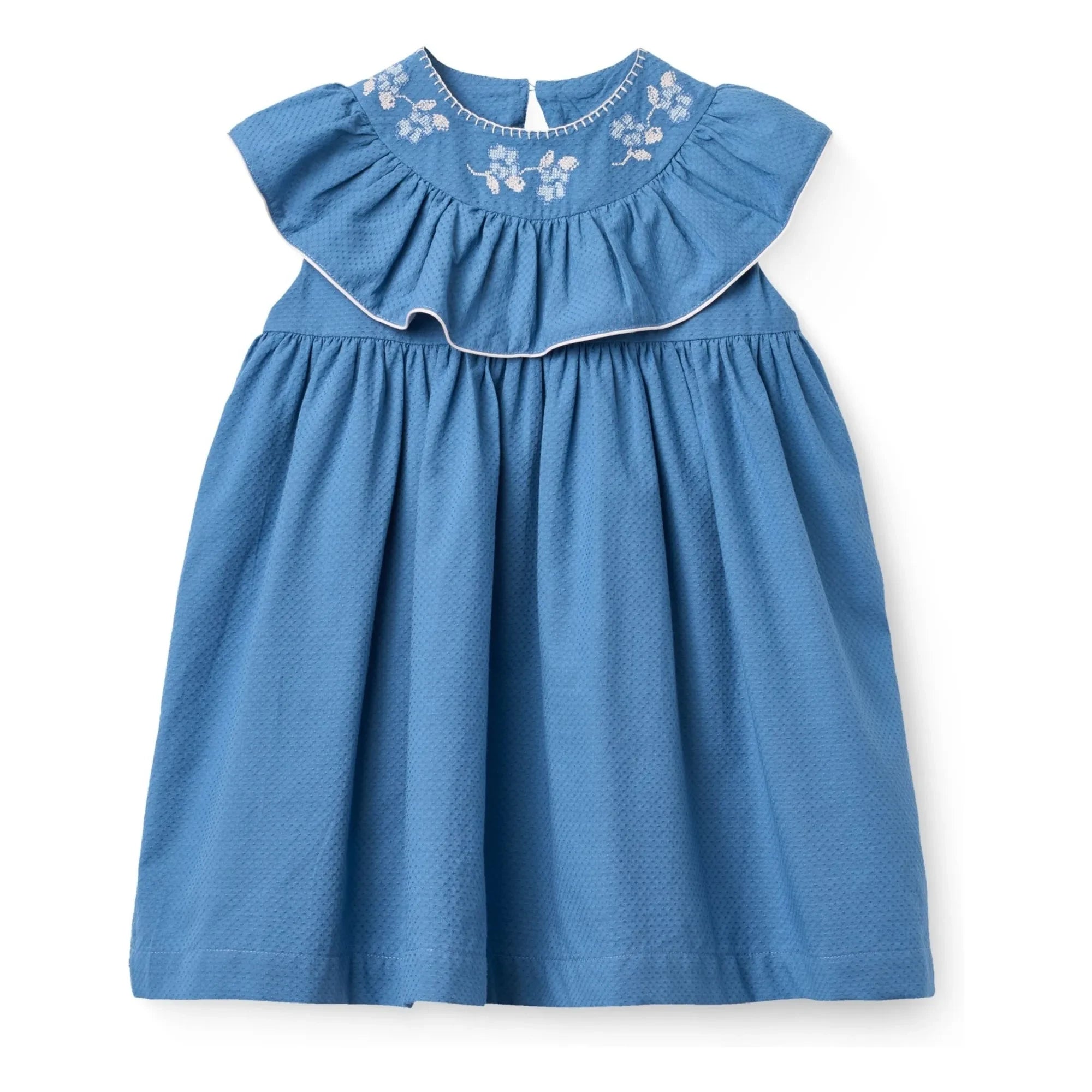 Copenhagen Colors - Vestido con cuello bordado de algodón orgánico | Azul