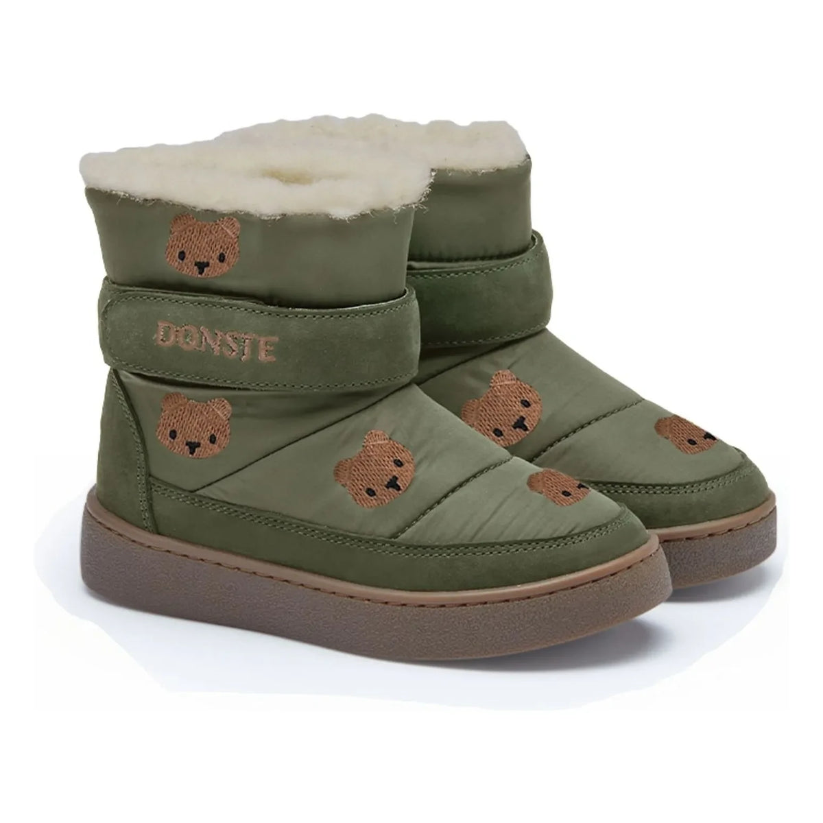Donsje - Botas de piel con diseño de oso Kitto | Caqui