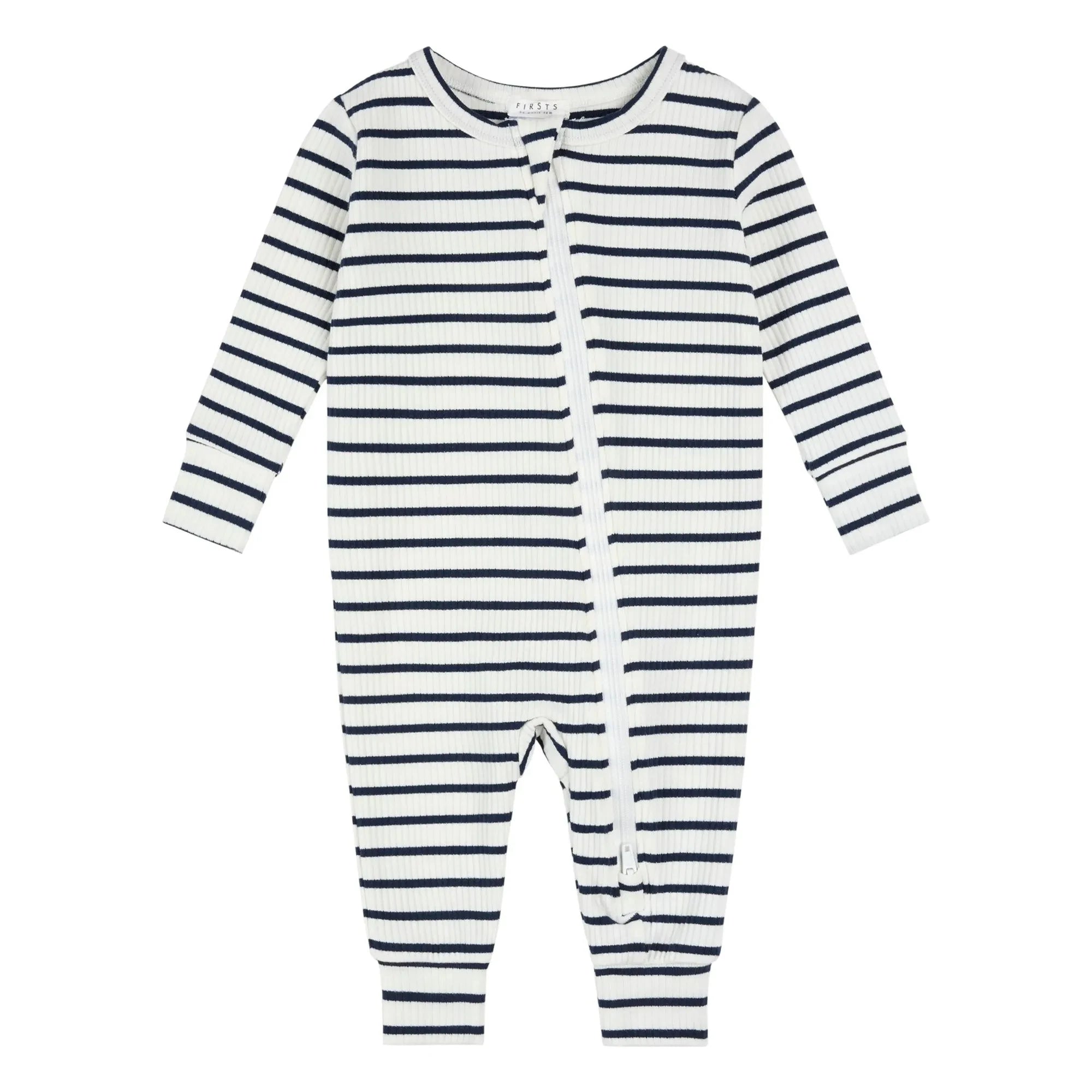 Petit Lem - Parte de abajo de pijama con pies de algodón orgánico y modal acanalado | Azul marino